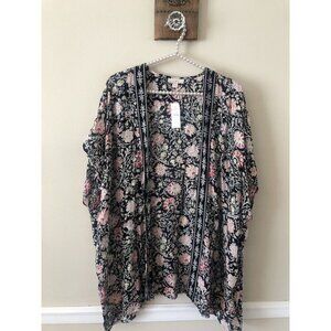 NWT LOFT Womens Size XS/S Blue Floral Kimono Top Boho